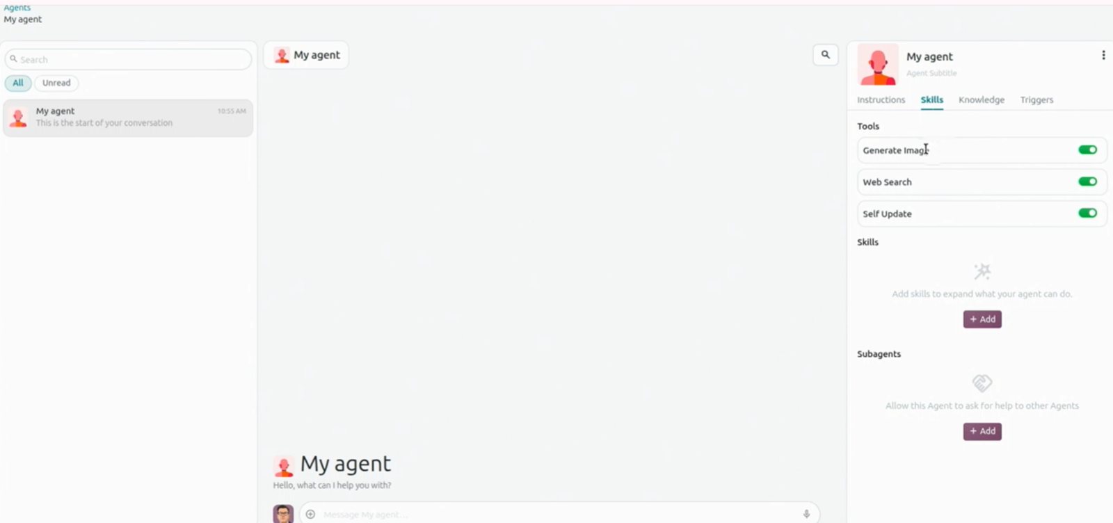 Agentes de Odoo 20 con skills, knowledge y triggers