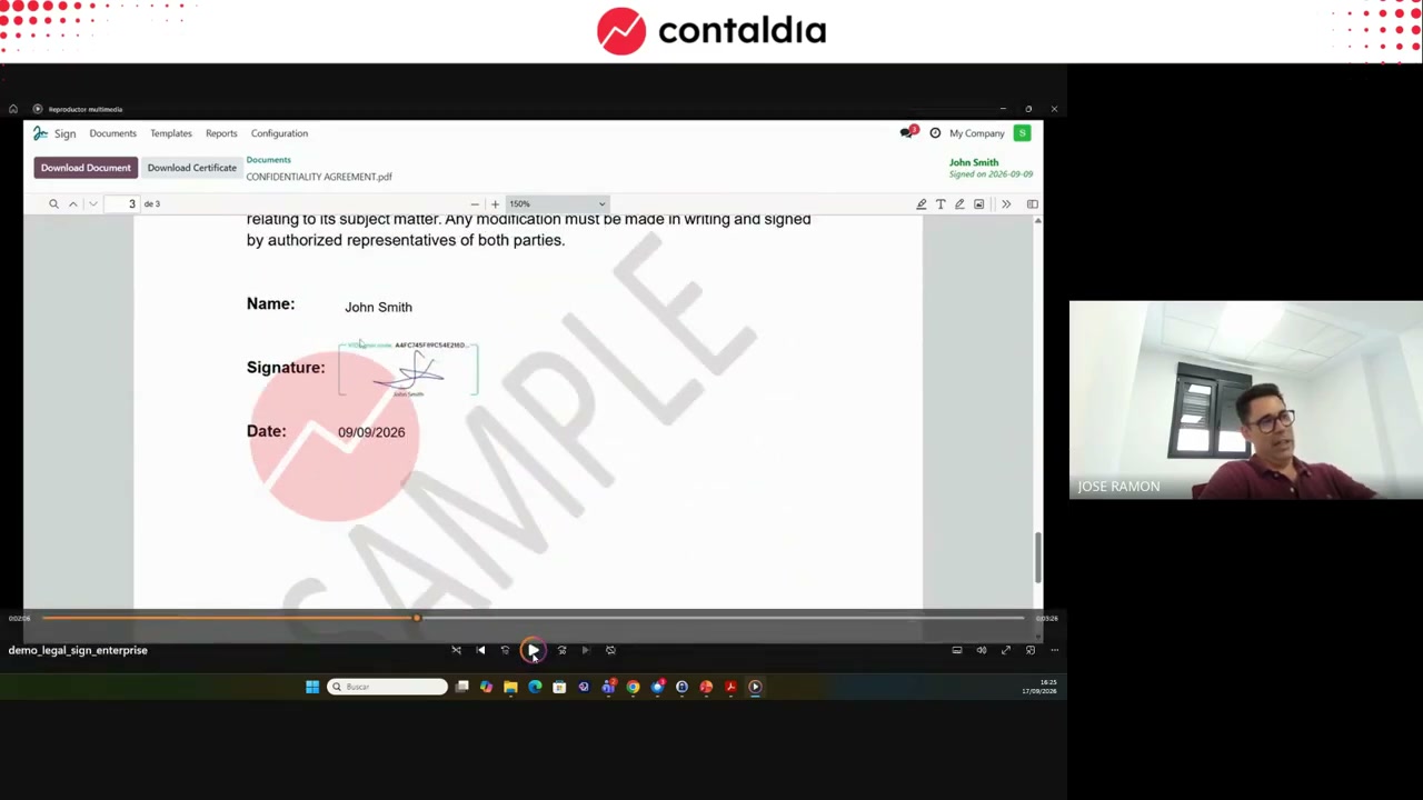 PDF firmado con el sello del tercero de confianza e informe de evidencias