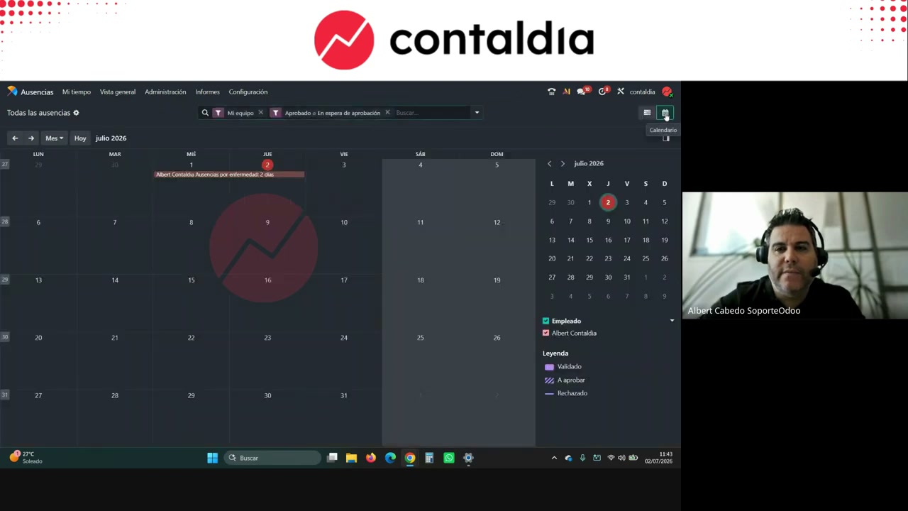 Vista calendario de equipo: quién falta