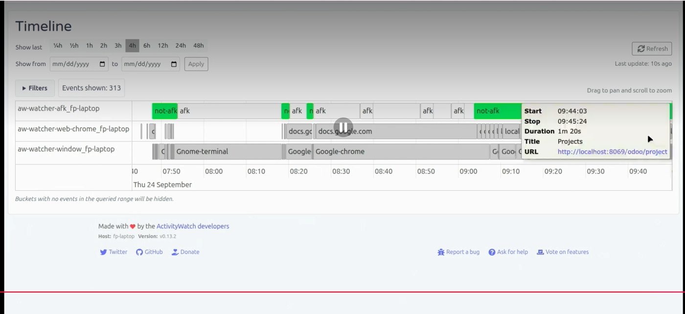 Imputación rápida de horas con widget e IA en Odoo 20