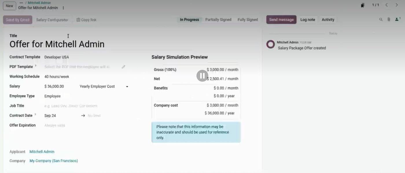 IA para creación de vacantes en RRHH Odoo 20