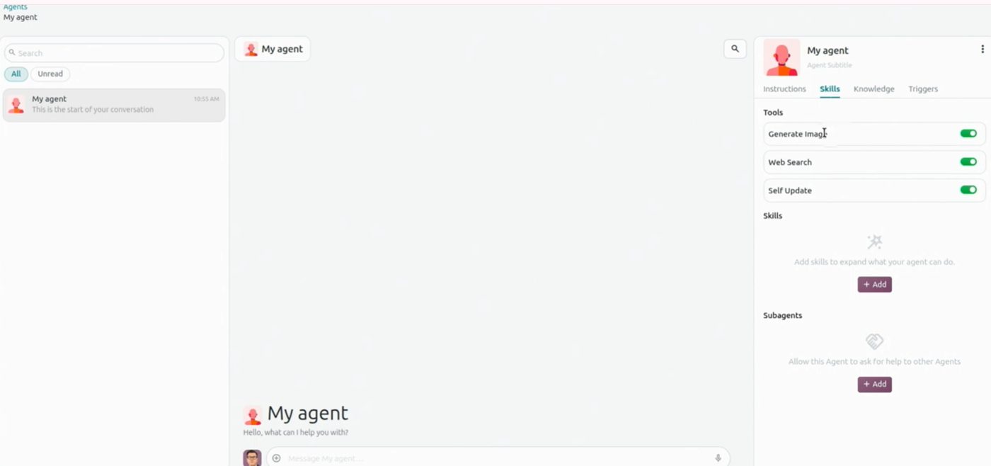 Agentes de Odoo 20 con skills, knowledge y triggers