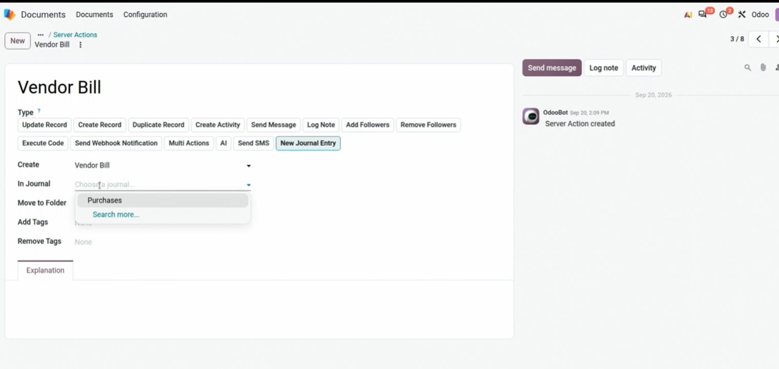 Edit Actions en Documentos Odoo 20